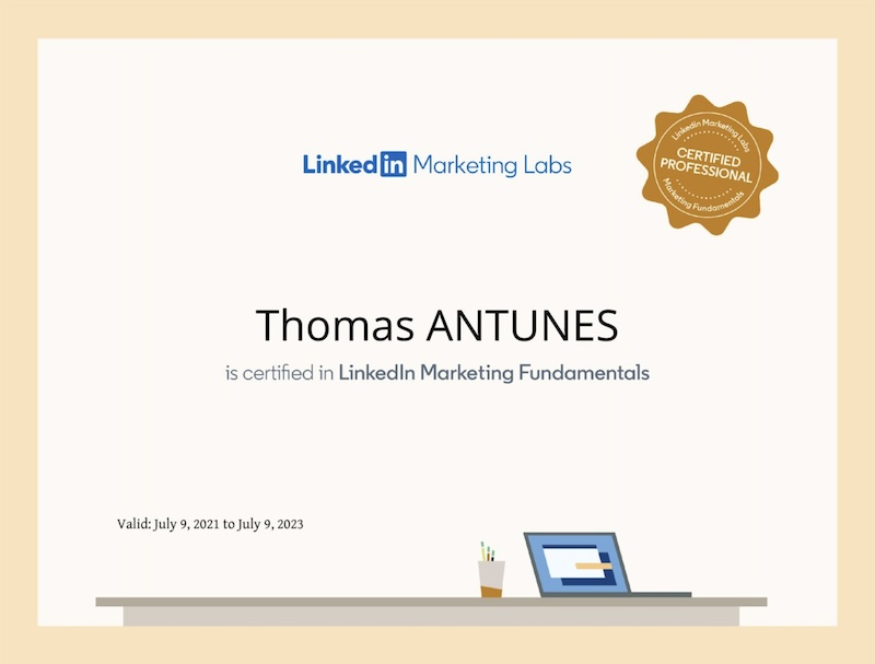 Certification LinkedIn Marketing Labs
