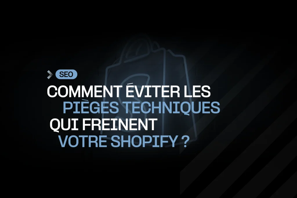 Sac Shopify en néon sur fond noir et titre : comment éviter les pièges techniques qui freinent votre Shopify ?